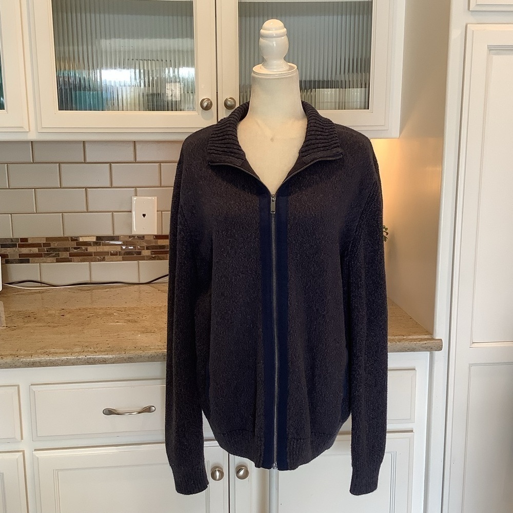 Daniel Hechter Paris Men's Blue Cotton Zip-Up Sweater Size Large